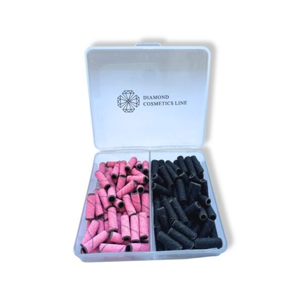 Vienkartiniai šlifavimo antgaliai "Būgneliai" 180/240 gritų (100 vnt. rinkinys su dėžute)