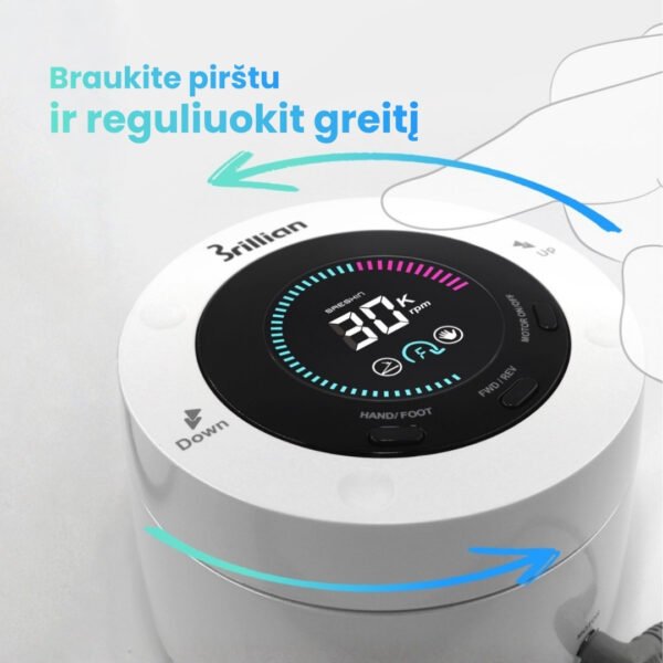 BRILLIAN B100/H326 skaitmeninė nagų freza su pedalu (30 000 RPM)
