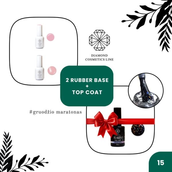 NR.15 🪄 2+1 RUBBER BASE (Natural French+Pink Lady) + TOP (Flakes Holographic)