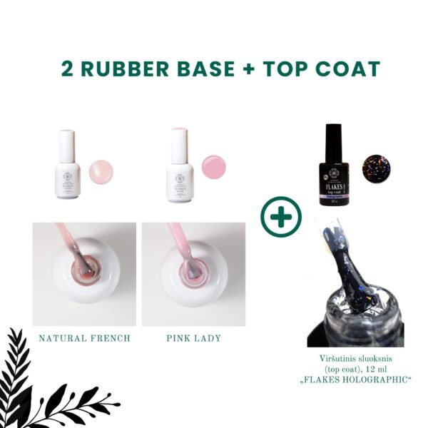 NR.15 🪄 2+1 RUBBER BASE (Natural French+Pink Lady) + TOP (Flakes Holographic)