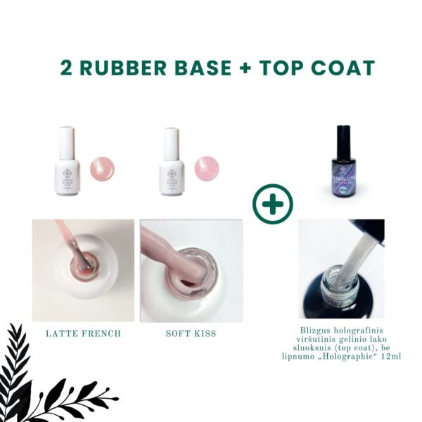 NR.11 🪄 2+1 RUBBER BASE (Latte French+Soft Kiss) + TOP (Holographic)
