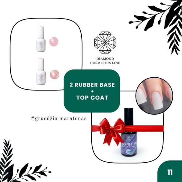 NR.11 🪄 2+1 RUBBER BASE (Latte French+Soft Kiss) + TOP (Holographic)