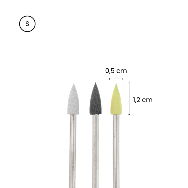 Silikoninis antgaliukas (poliravimui) 1,2x0,5 cm, 3 rūšių