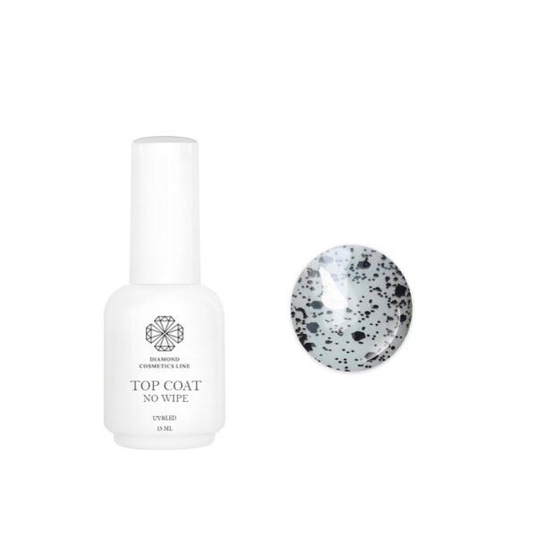 Viršutinis gelinio lako sluoksnis (top coat), „FLAKE BLACK“, 15 ml