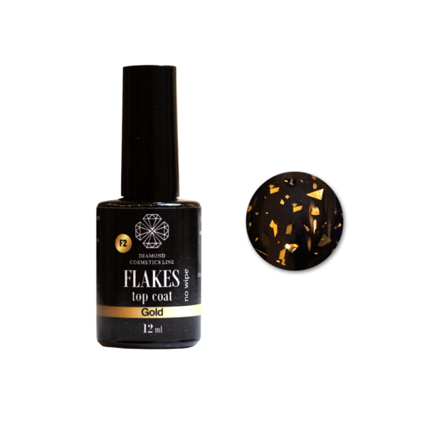 Viršutinis sluoksnis (top coat), „FLAKES GOLD“, 12 ml