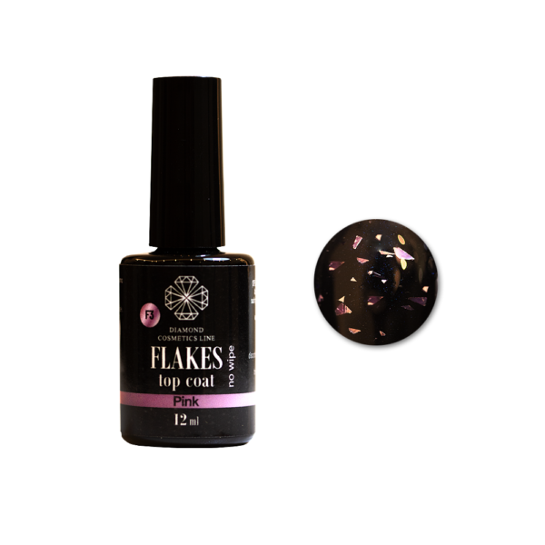 Viršutinis sluoksnis (top coat), „FLAKES PINK“, 12 ml