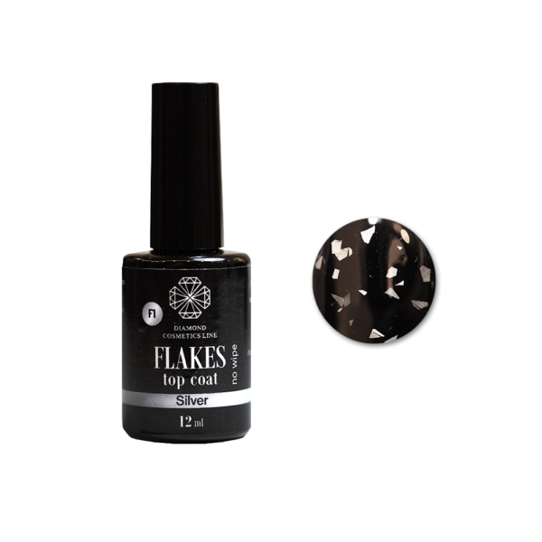 Viršutinis sluoksnis (top coat), „FLAKES SILVER“, 12 ml