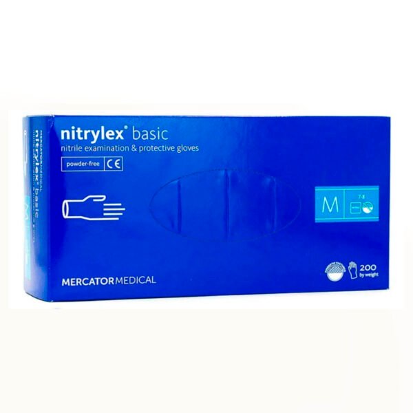 Vienk. Nitrilinės pirštinės "Nitrylex", mėlynos, M dydžio, 200 vnt.