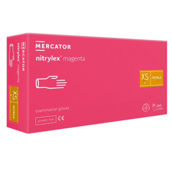 Pirštinės NITRYLEX magenta rožinės, XS 100 vnt.