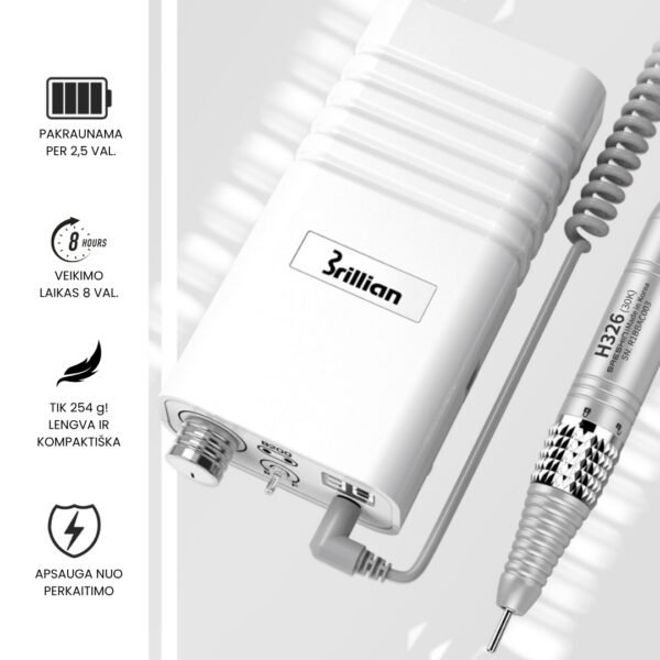 BRILLIAN B200/H326 belaidė skaitmeninė nagų freza (30 000 RPM)
