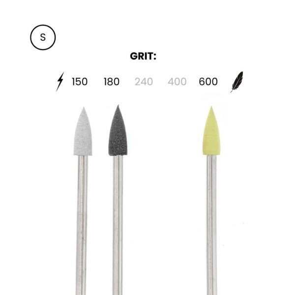 Silikoninis antgaliukas (poliravimui) 1,2x0,5 cm, 3 rūšių