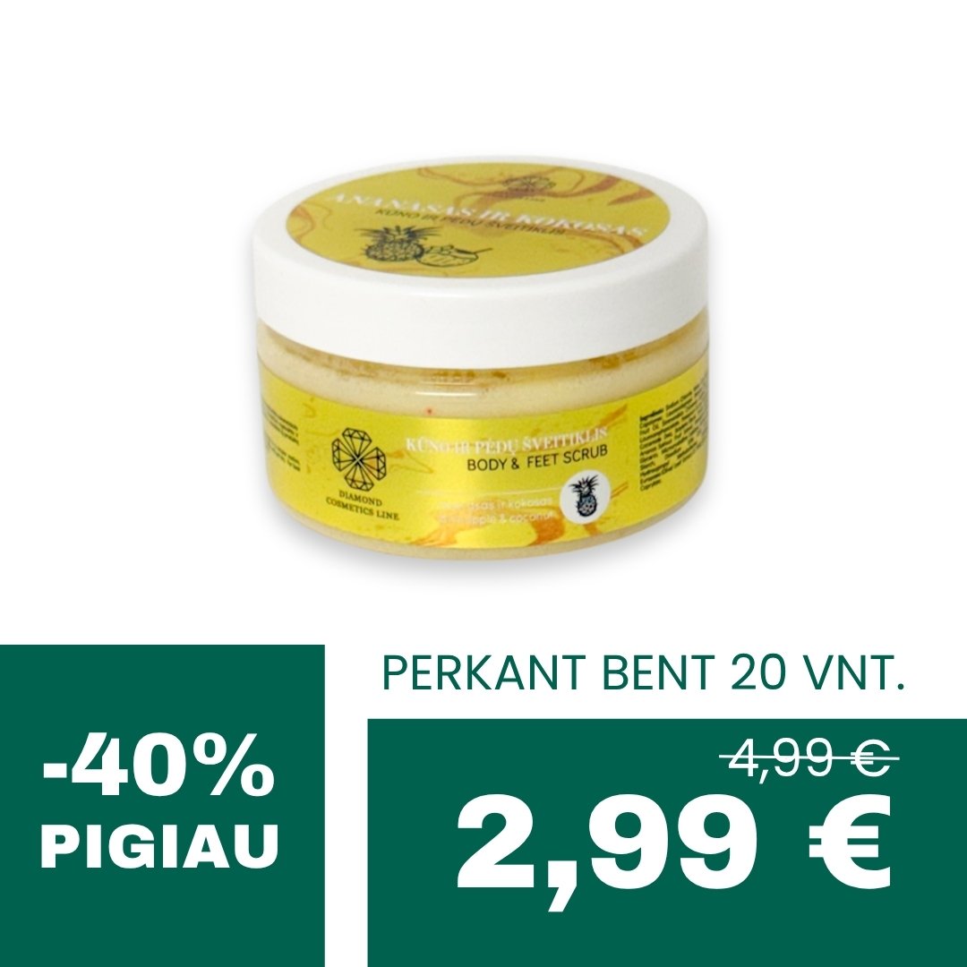 DOVANĖLĖ TAVO KLIENTĖMS Kūno ir pėdų šveitiklis - Ananasas ir kokosas 150 g