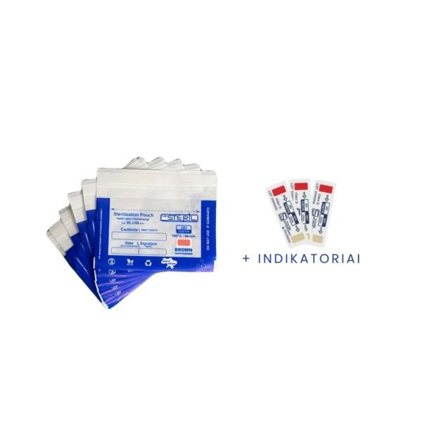PRO STERIL sterilizavimo vokai su vidiniais indikatoriais (60x100 mm, skaidrūs) 100 vnt.