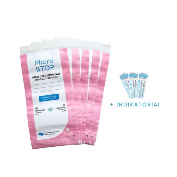 PRO STERIL sterilizavimo vokai su vidiniais indikatoriais (100x200 mm, balti) 100 vnt.