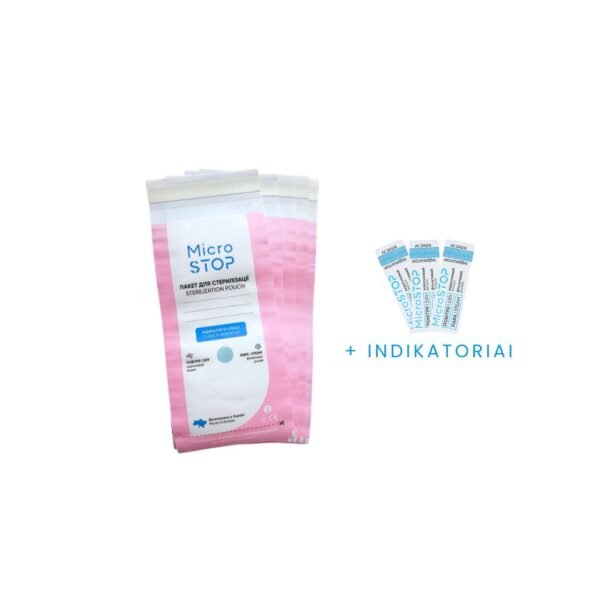 PRO STERIL sterilizavimo vokai su vidiniais indikatoriais (75x150 mm, balti) 100 vnt.
