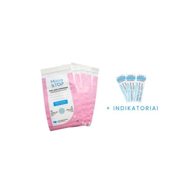 PRO STERIL sterilizavimo vokai su vidiniais indikatoriais (60x100 mm, balti) 100 vnt.