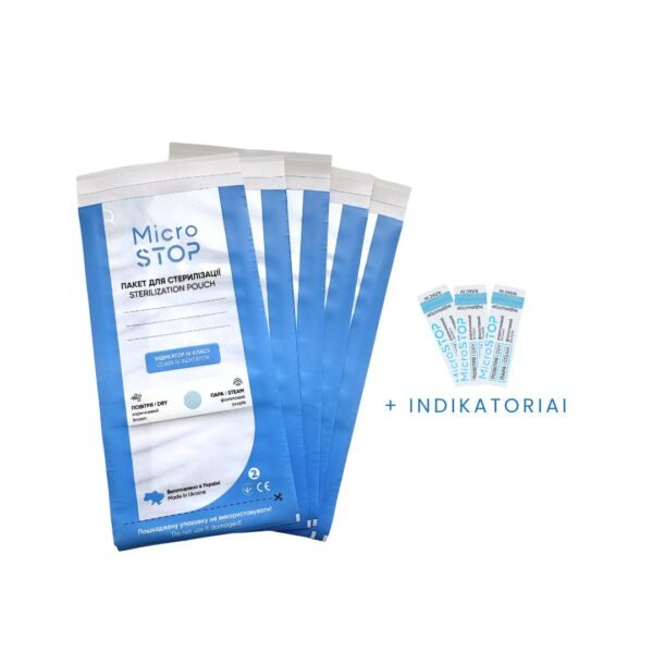 PRO STERIL sterilizavimo vokai su vidiniais indikatoriais (100x200 mm, skaidrūs) 100 vnt.