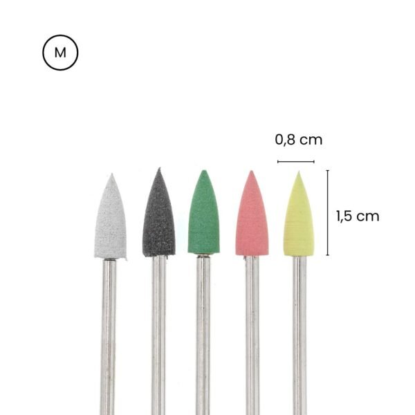 Silikoninis antgaliukas (poliravimui) 1,5x0,8 cm, 5 rūšių