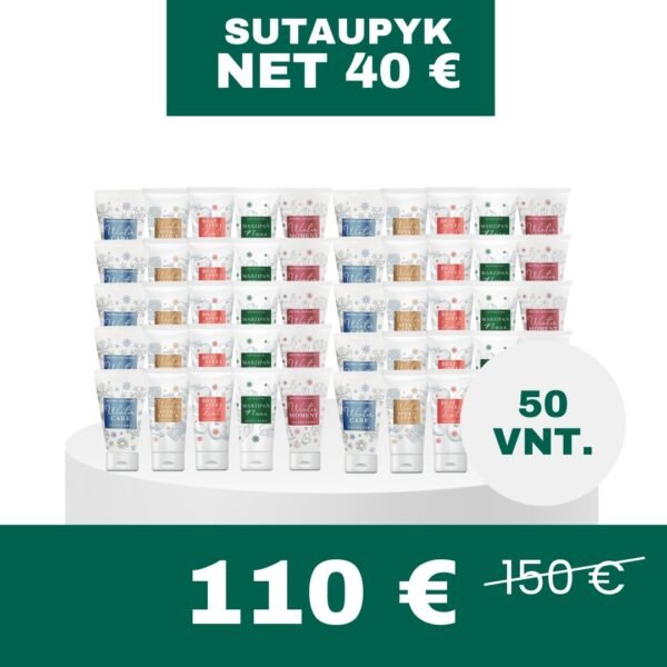 50 VNT. DOVANĖLIŲ RINKINYS rankų ir pėdų kremukai (5 rūšių)