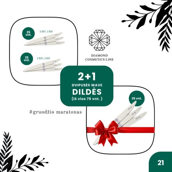 NR. 21 🪄 2+1 DVIPUSĖS DILDĖS WAVE 180/180 (75 VNT.)