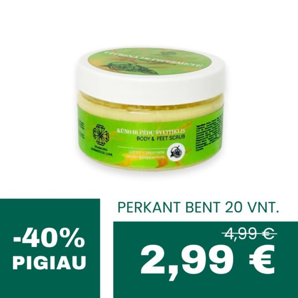 DOVANĖLĖ TAVO KLIENTĖMS Kūno ir pėdų šveitiklis - Citrina ir pipirmėtė 150 g