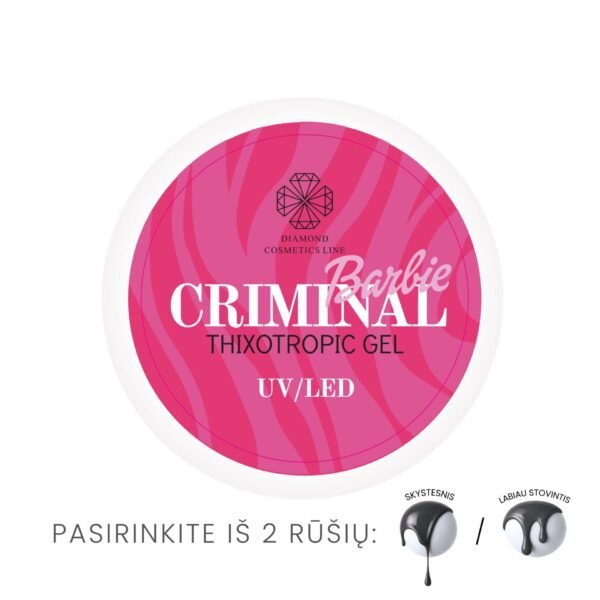 CRIMINAL BARBIE savaime išsilyginantis UV/LED gelis (thixotropic gel), 30ml / 50ml