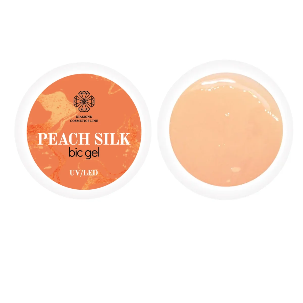 UV/LED nagų gelis su šilko pluošteliais „Peach Silk BIC“, 30 ml / 50 m