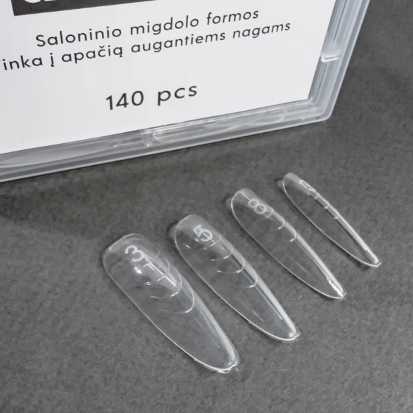 Plastikinės formelės nagų priauginimui „TOP FORMS CLASSIC ALMOND" 140 vnt.