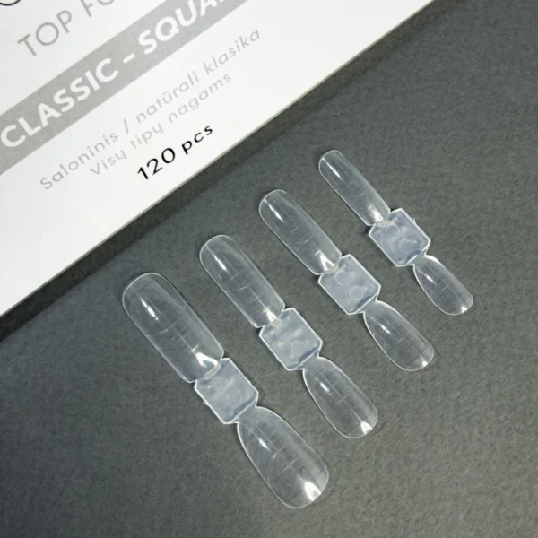 Plastikinės formelės nagų priauginimui „TOP FORMS SALON CLASSIC - SQUARE/OVAL" 120 vnt.