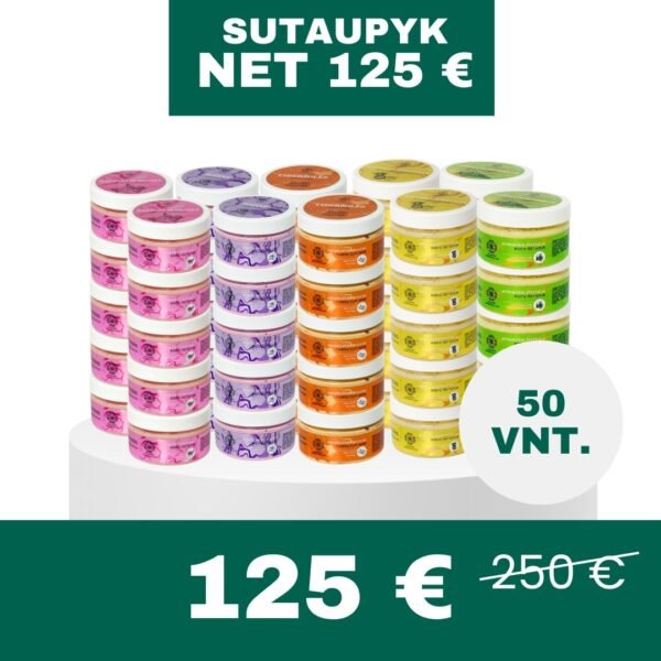 50 VNT. DOVANĖLIŲ RINKINYS molio kaukės ir šveitikliai (5 rūšių)