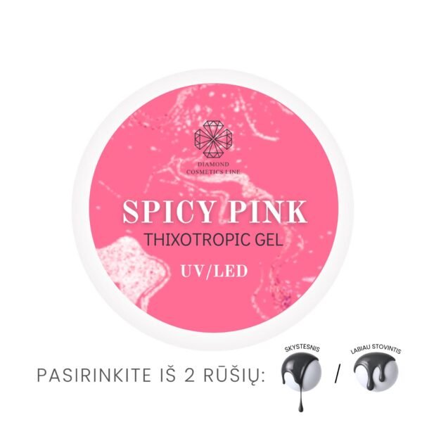 SPICY PINK savaime išsilyginantis UV/LED gelis (thixotropic gel), 30ml / 50ml